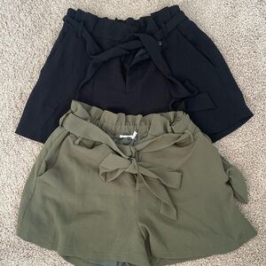 Two pack of lush shorts size medium one black and one olive green!